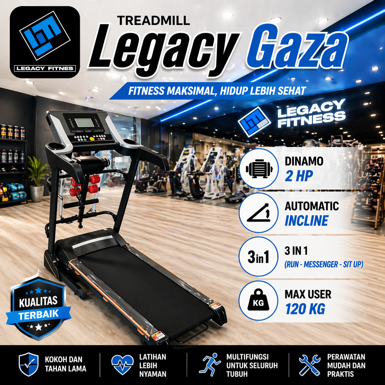 jual alat fitnes treadmill elektrik Gaza