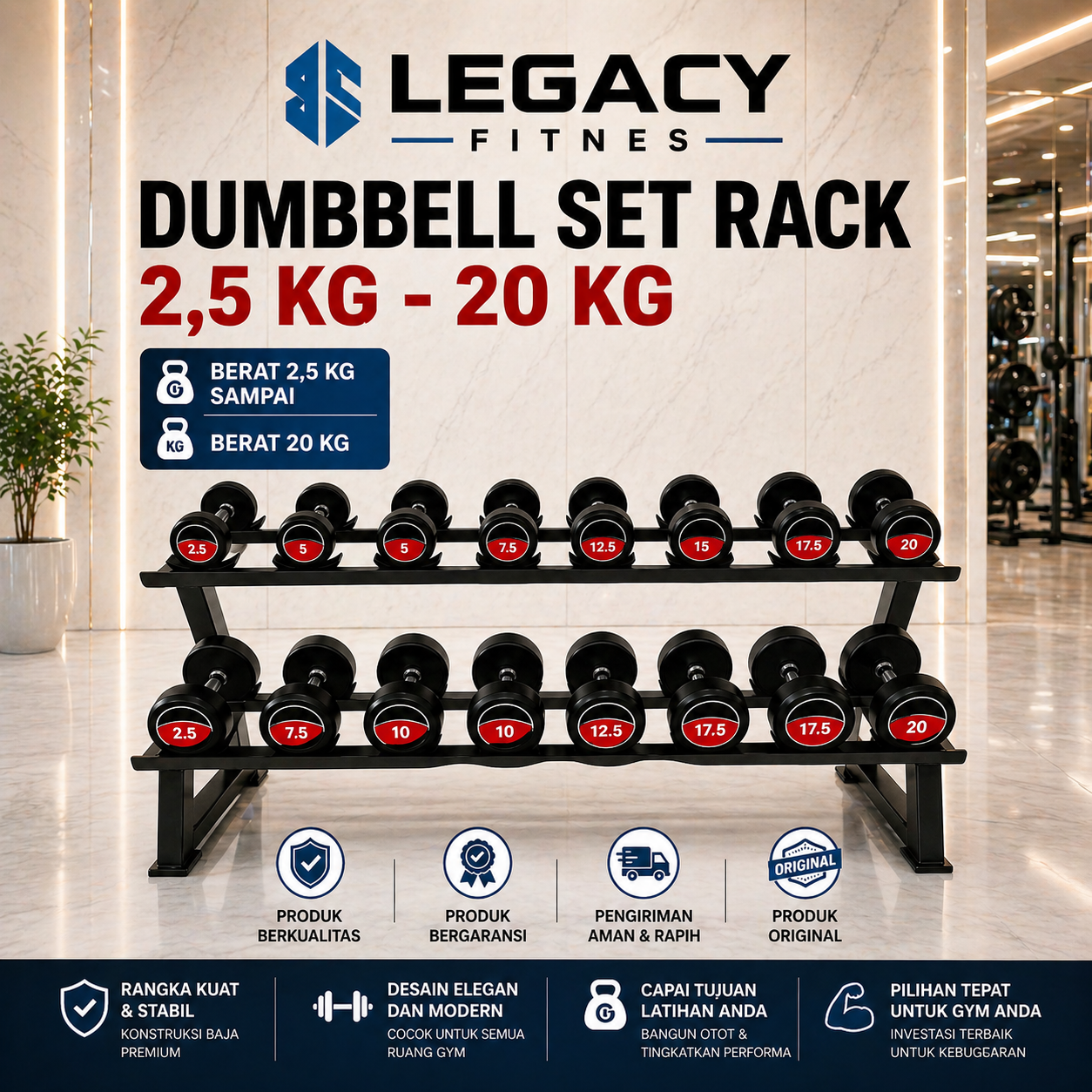 Jual Alat Fitnes - DUMBEL SET RACK