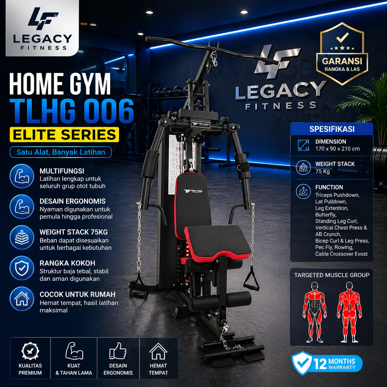 jual alat fitnes home gym tlhg-006