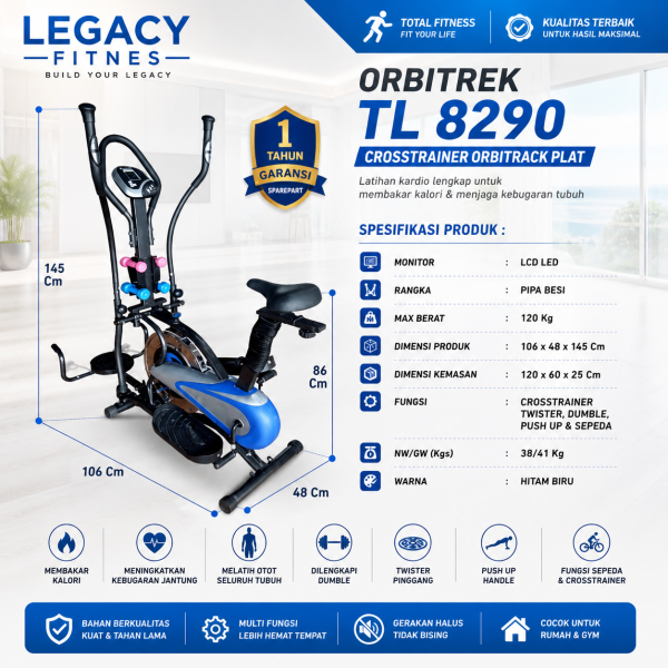 jual alat fitnes orbitrek plat 5in1